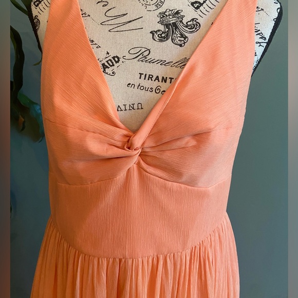 Orange sherbert colored silk crepe twist front hcrew cocktail dress - Picture 5 of 5